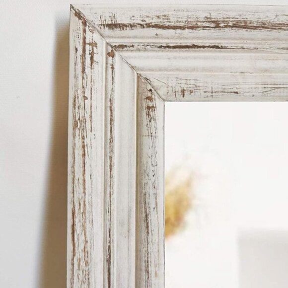 NEW Wood Frame Wall Mirror 16x20 inches | Rustic White Farmhouse Mirror Decor - Picture 4 of 8